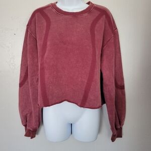 Aemi + Co. NWT Women's Small Burgundy Red Long Sleeve Cropped Sweatshirt Top